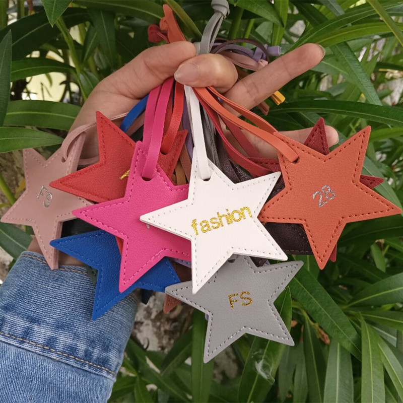 Monogram Keychain Leather - 1 шт., бесплатные инициалы, пятиконечная звезда,