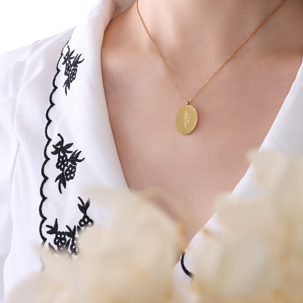 Ins Новое двухстороннее ожерел – обзор и цена Birth Flower Necklace